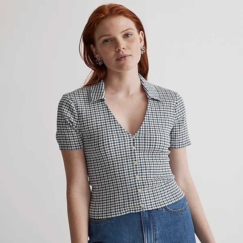 Madewell gingham button up top